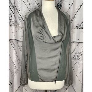 American Retro Aston Grey Leather Trim Jacket Size 40